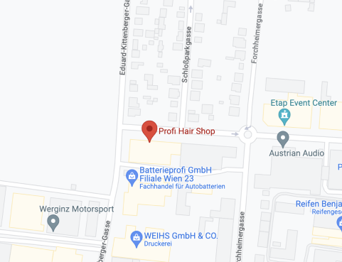 Screenshot von Google-Maps auf dem der Profi-Hair-Shop zu sehen ist.